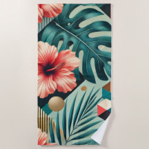 Diseño floral tropical geométrico