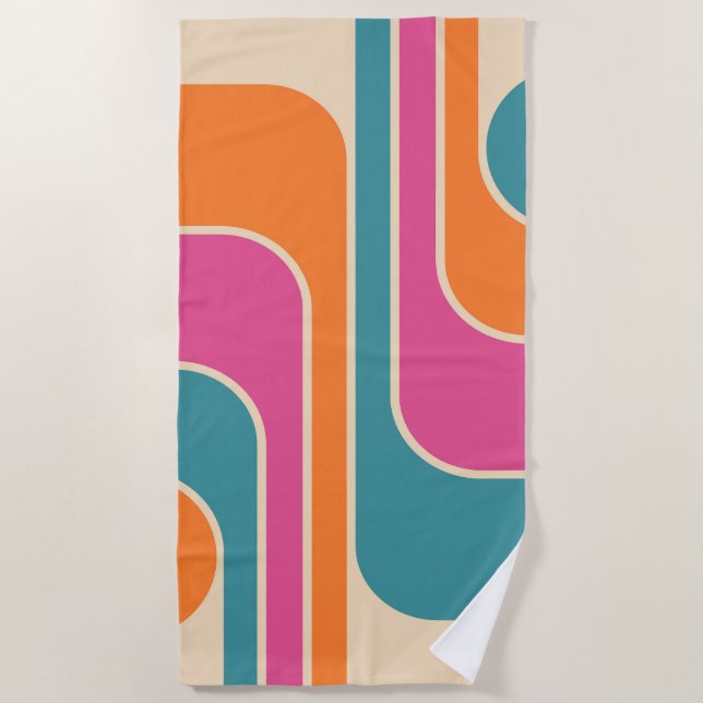 Toalla De Playa Diseño Geométrico Mod Retro (Anverso)