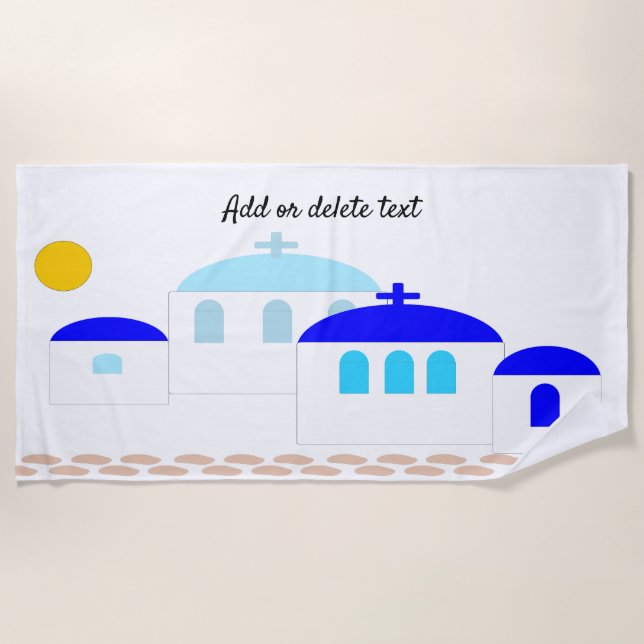 Toalla De Playa Diseño Griego Solo Añadir Texto (Anverso)