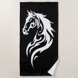 Toalla De Playa Diseño minimalista de silueta de cabeza de caballo