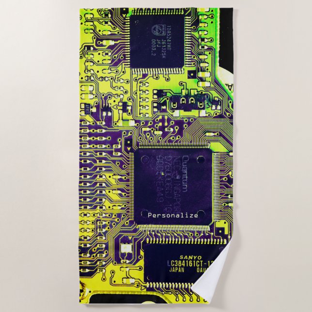 Toalla De Playa Diseño moderno de placa de circuito impreso Añadir (Anverso)