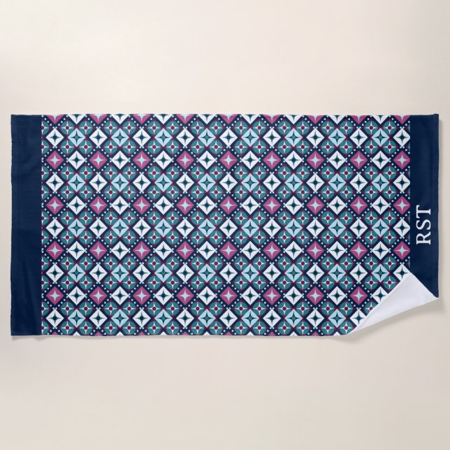 Toalla De Playa Diseño morado y azul (Anverso)