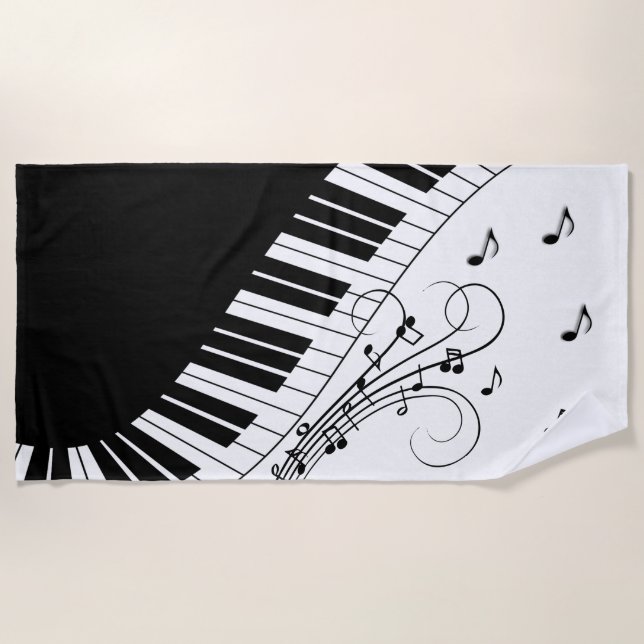 Toalla De Playa Diseño musical de teclado de piano (Anverso)