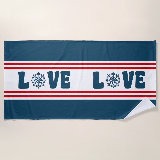 Toalla De Playa Diseño náutico de amor (Anverso)