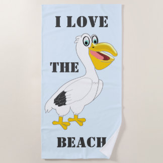 Toalla De Playa Diseño Pelicano Personalizado