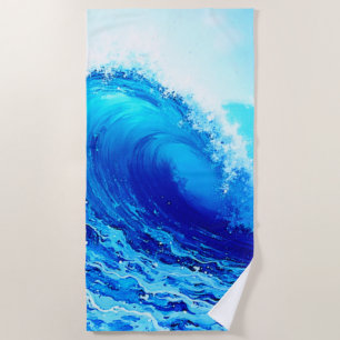 Toalla De Playa Diseño potente de la ola oceánica