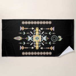 Toalla De Playa Diseño tribal amarillo y verde