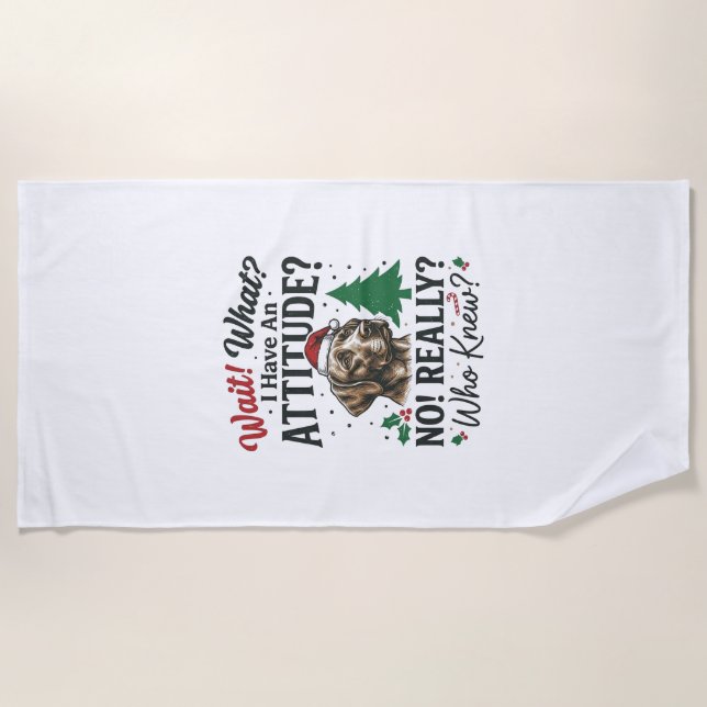 Toalla De Playa Diseño Vectorial de Navidad con Perro Divertido_1 (Anverso)