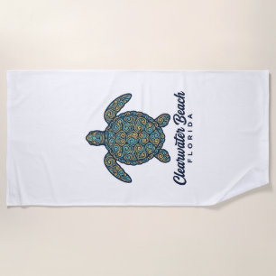 Toalla De Playa Diseño vectorial de tortuga marina de Clearwater B