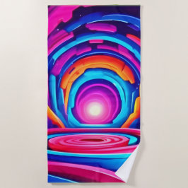 Toalla De Playa Diseño vibrante de túnel geométrico neonatal