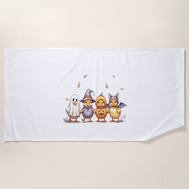 Toalla De Playa Disfraces de Halloween Cute Ducklings (Anverso)