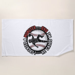 Toalla De Playa Disfraz de camiseta de catcher vintage de monstruo