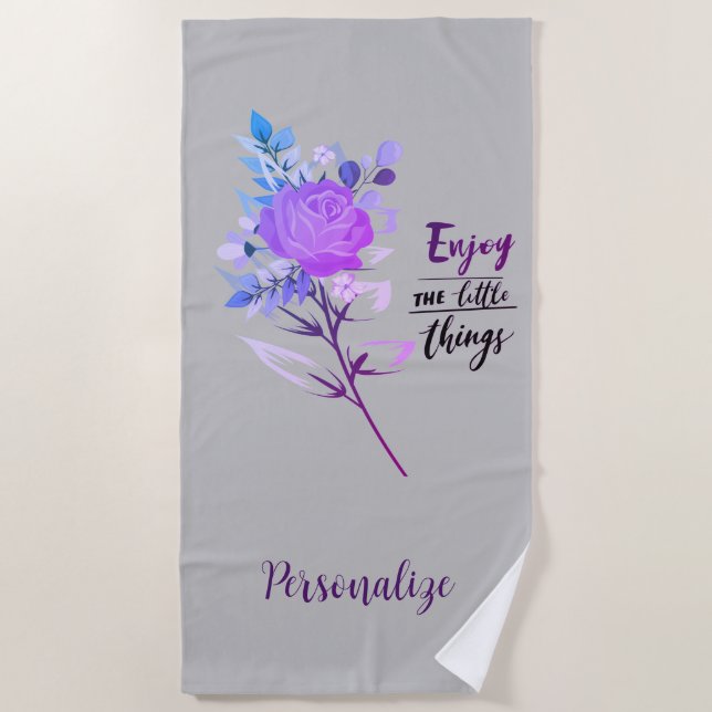 Toalla De Playa Disfruta Del Rosa De Citas Inspiradoras (Anverso)