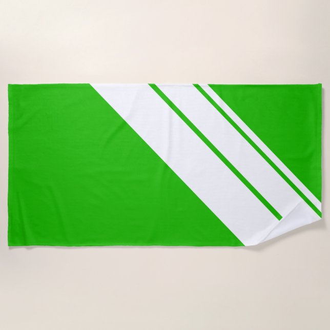 Toalla De Playa Diversión atlética Tropical Verde Tiras de Carrera (Anverso)