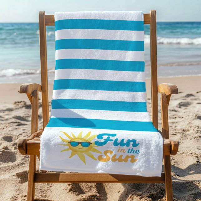 Toalla De Playa ☀️ Diversión bajo el Sol Franja Turquesa Tropical  (Subido por el creador)
