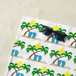 Toalla De Playa  Diversión de Verano Niños Palmeras y Chanclas 