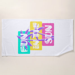 Toalla De Playa Diversión en el sol - Colorido árbol de palmeras d