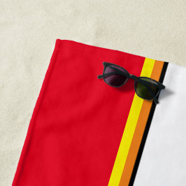 Toalla De Playa Divertidas Rayas de Carreras Rojas Blancas Amarill