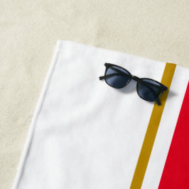 Toalla De Playa Divertido Deporte Rojo Brillante Marrón Blanco Ray