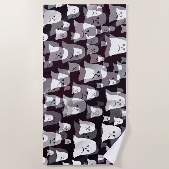 Toalla De Playa divertido, fantasmas, fantasma, halloween, brillan (Anverso)