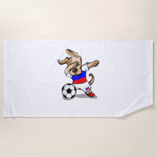 Toalla De Playa Divertido perro canino Rusia Soccer Jersey ruso Fo