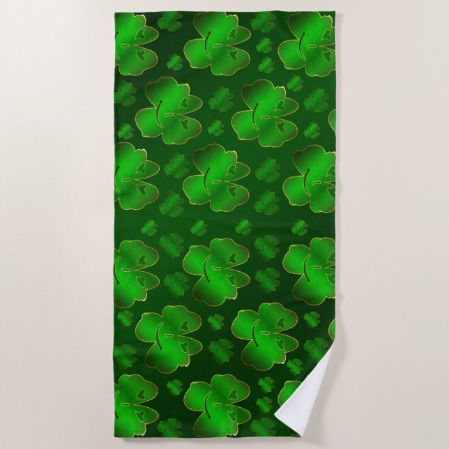 Toalla De Playa divertido, riéndose, shamrock, verde, st patricks  (Anverso)