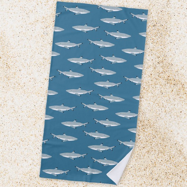 Toalla De Playa Divertido tiburón (Fun Black Tipped Reef Shark pattern beach towel)