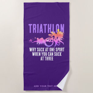 Toalla De Playa Diviértete con Humor de Triatlón Femenino con Erro
