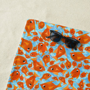 Toalla De Playa Diviértete Goldfish Naranja Fondo Azul Acuoso