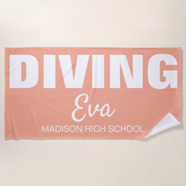 Toalla De Playa Diving, Diver Senior Night Gifts Springboard  (Anverso)