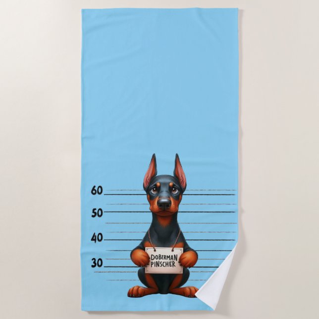 Toalla De Playa Doberman Pincher travieso (Anverso)