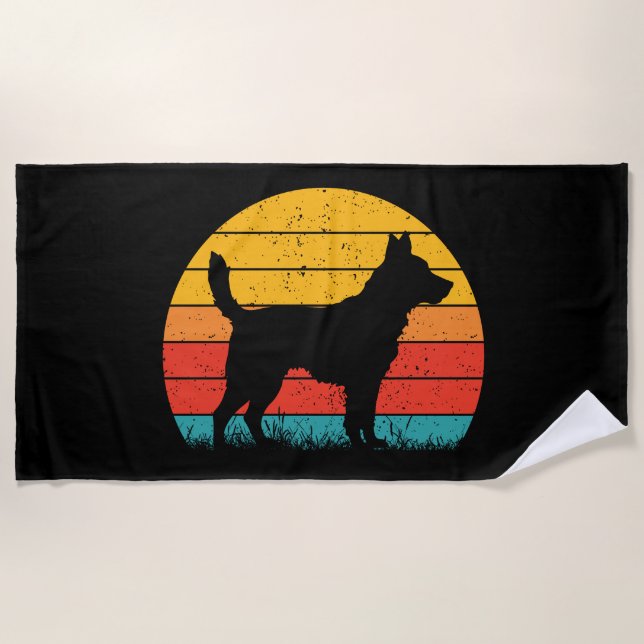 Toalla De Playa Dog Silhouette at Sunset (Anverso)