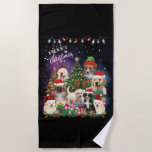 Toalla De Playa Dogs Feliz Navidad<br><div class="desc">Perros Feliz Navidad. ¿Eres aficionado a los Navidades de perros, temporada de Navidades? Navidades graciosos temporada el diseño de los Navidades de My Cute Dog es una excelente elección para ti. Muestra al mundo tu amor por un diseño divertido. Añádalo a tu armario o como regalo para un amigo, hermano...</div>