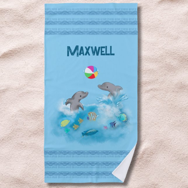 Toalla De Playa Dolphin Nautical Summer Fun Volleyball Boys (Subido por el creador)
