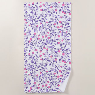 Toalla De Playa Doodles florales rosas y violetas