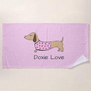 Toalla De Playa Doxie Love Pink Polka Dot Poolside Gift