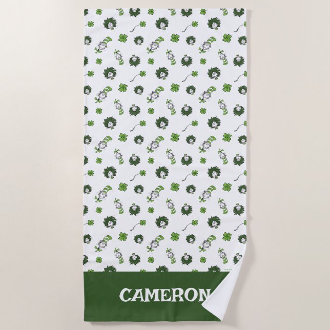 Toalla De Playa Dr. Seuss | Gato en el patrón de Gorra (Anverso)