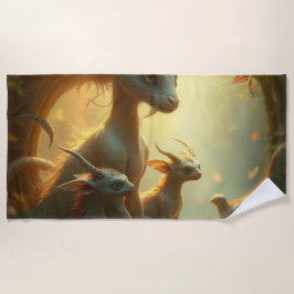 Toalla De Playa „Drachenmutter im goldenen Wald“