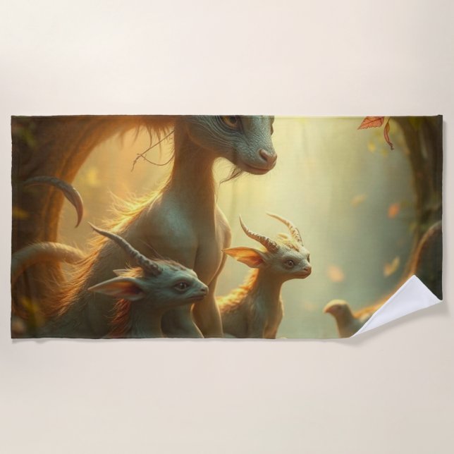 Toalla De Playa „Drachenmutter im goldenen Wald“ (Anverso)