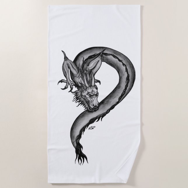 Toalla De Playa Dragón al estilo del tatuaje (Anverso)