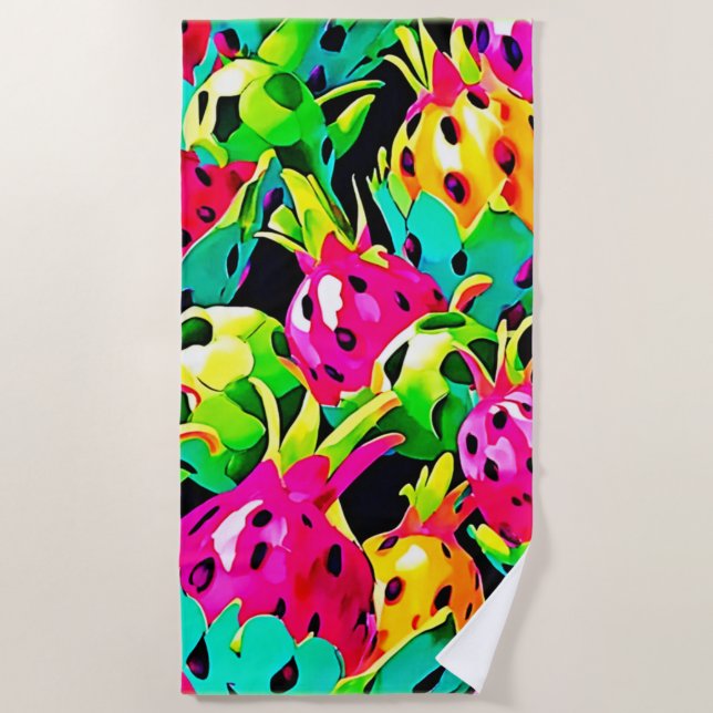 Toalla De Playa Dragon Fruit Vivid Pattern (Anverso)