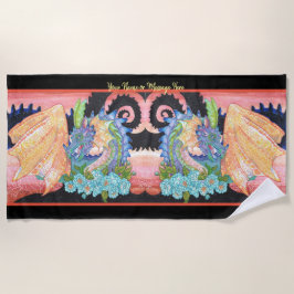 Toalla De Playa Dragón Rosa azul Pastel