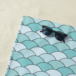 Toalla De Playa Dragon Scales, Fans, Waves, Seigaiha, Blue