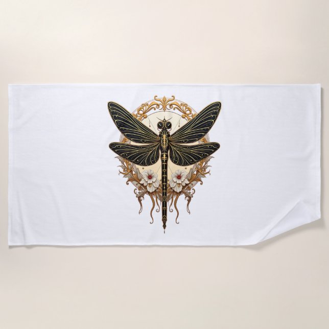Toalla De Playa Dragonfly Art Nouveau Elegant Steampunk (Anverso)