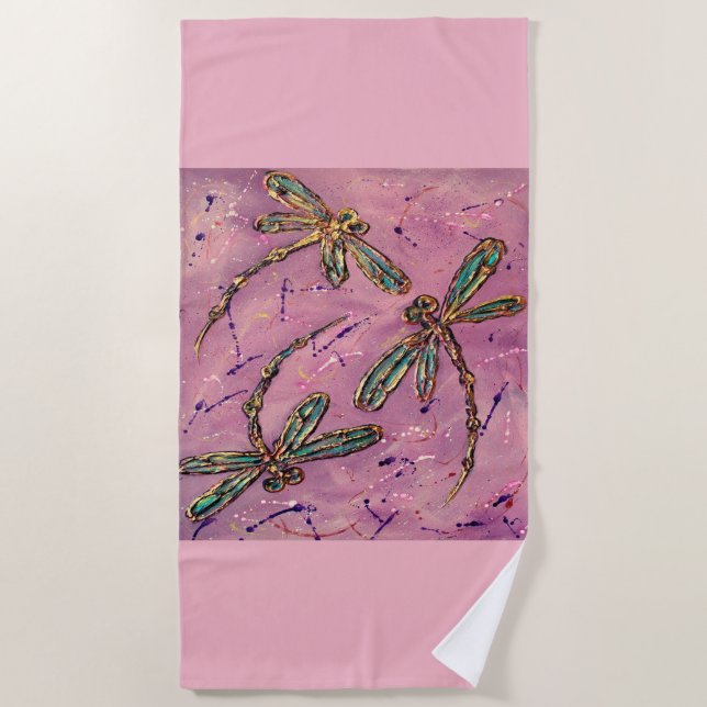Toalla De Playa Dragonfly Flit Pink Fizz (Anverso)