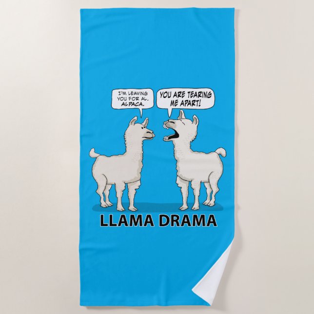 Toalla De Playa Drama divertido de la llama (Anverso)