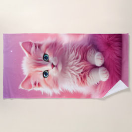 Toalla De Playa Dreamy Cute Fluffy Gato Kitty Rosa