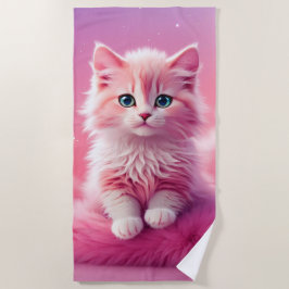 Toalla De Playa Dreamy Cute Fluffy Gato Kitty Rosa