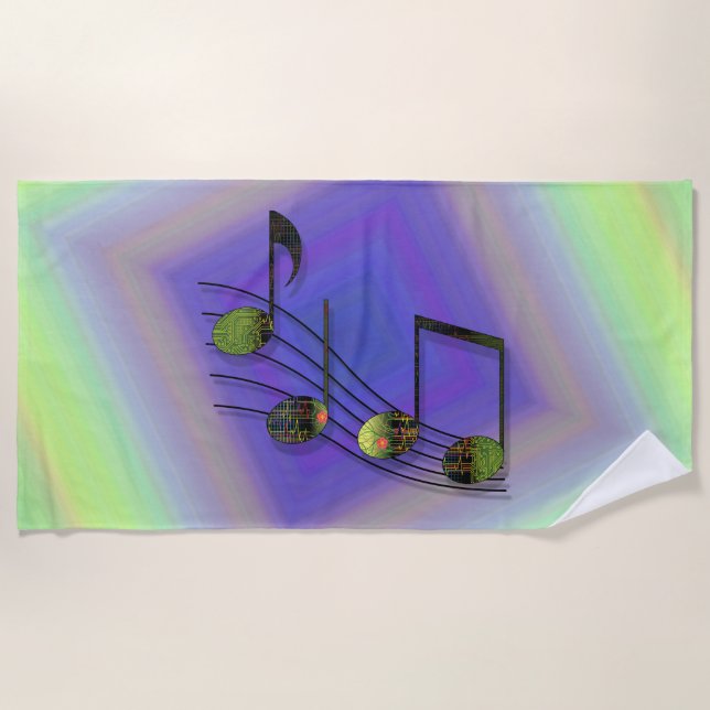 Toalla De Playa Dubstep Notes Beach Towel (Anverso)