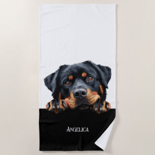 Toalla De Playa Dueño de perro divertido rottweiler lindo regalo p